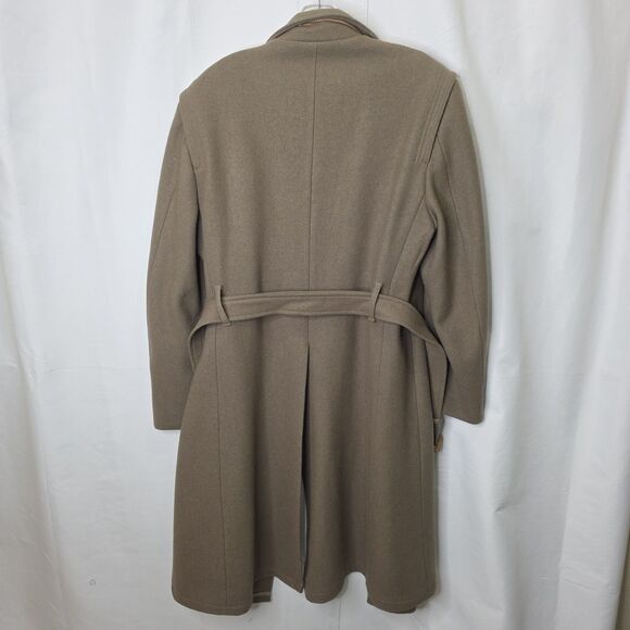 Vintage Wool Campus Trench Coat Lined Button Up Belt Brown Men's Sz 40 Made USA - Picture 2 of 16